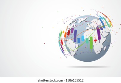 Global network connection. World map point and line composition concept of global business. Vector Illustration