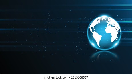 Global network connection World map abstract technology background global business innovation concept
