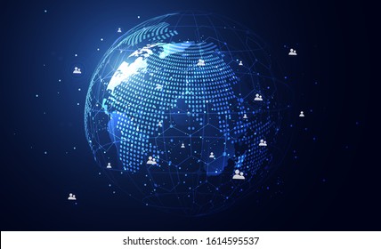 Global network connection. World map point and line composition concept of global business. Vector Illustration