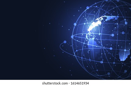 Global network connection. World map point and line composition concept of global business. Vector Illustration