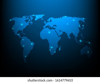 Global network connection. World map point and line composition concept of global business