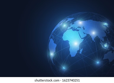 Global network connection. World map point and line composition concept of global business. Vector Illustration