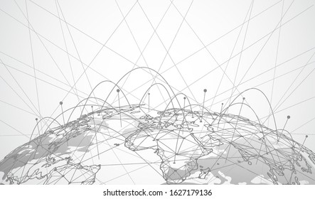 Global network connection. World map point and line composition concept of global business. Vector Illustration