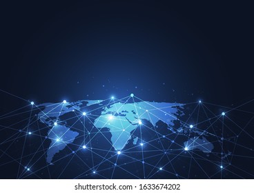 Global network connection. World map point and line composition concept of global business. Vector Illustration