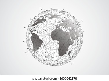 Global network connection. World map point and line composition concept of global business. Vector Illustration