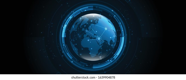 Global network connection World map abstract technology background global business innovation concept
