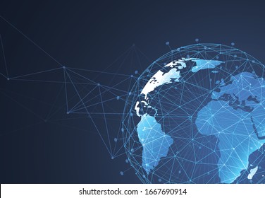 Global Network Connection. World Map Point And Line Composition Concept Of Global Business. Vector Illustration