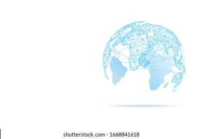 Global network connection. World map point and line composition concept of global business. Vector Illustration