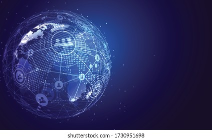 Global network connection. World map point and line composition concept of global business. Vector Illustration