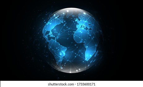 Global network connection World map abstract technology background global business innovation concept
