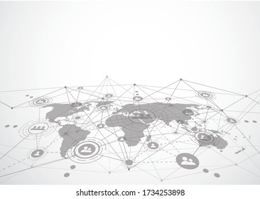 Global network connection. World map point and line composition concept of global business. Vector Illustration