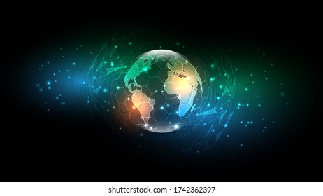 Global network connection World map abstract technology background global business innovation concept
