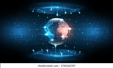 Global network connection World map abstract technology background global business innovation concept
