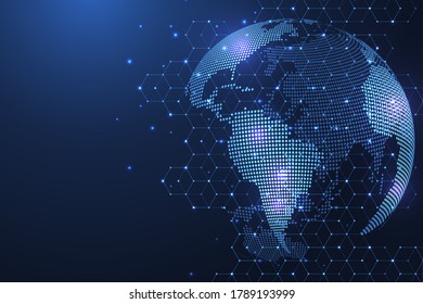 Global network connection. World map point and line composition concept of global business. Internet technology. Social network. Vector Illustration.