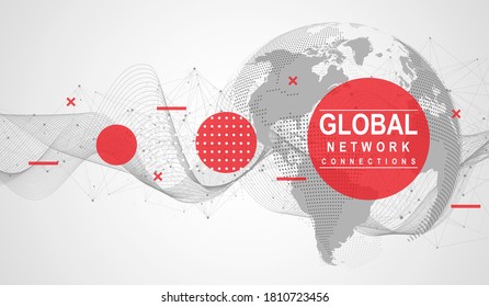 Global network connection. World map point and line composition concept of global business. Internet technology. Social network. Vector Illustration