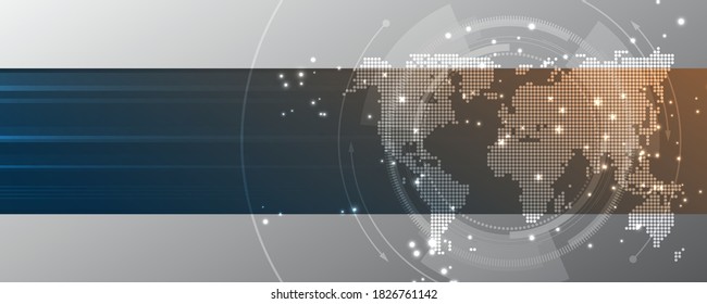 Global network connection World map abstract technology background global business innovation concept