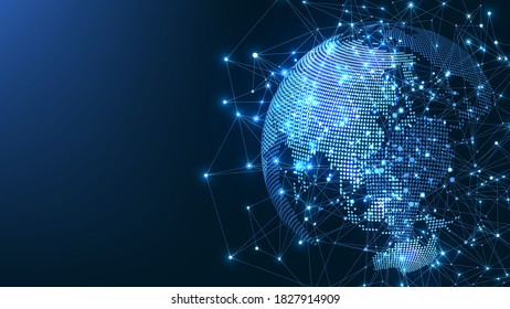 Global network connection. World map point and line composition concept of global business. Internet technology. Social network. Vector Illustration.