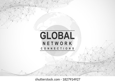 Global network connection. World map point and line composition concept of global business. Internet technology. Social network. Vector Illustration.
