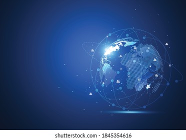 Global network connection. World map point and line composition concept of global business. Vector Illustration