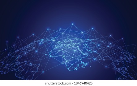 Global network connection. World map point and line composition concept of global business. Vector Illustration