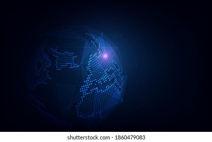 Global network connection. World map point and line composition concept of global business.