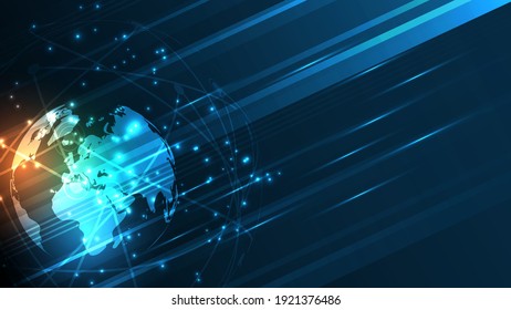 Global network connection World map abstract technology background global business innovation concept
