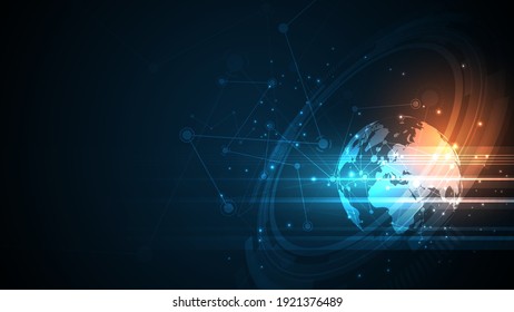 Global network connection World map abstract technology background global business innovation concept
