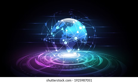 Global network connection World map abstract technology background global business innovation concept
