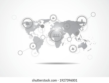 Global network connection. World map point and line composition concept of global business. Vector Illustration