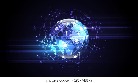 Global network connection World map abstract technology background global business innovation concept
