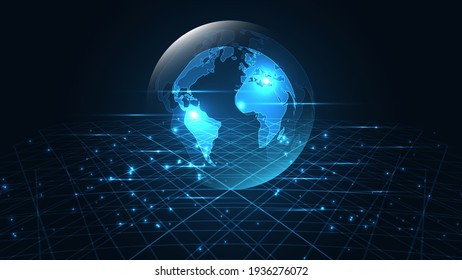 Global Network Connection World Map Abstract Technology Background Global Business Innovation Concept
