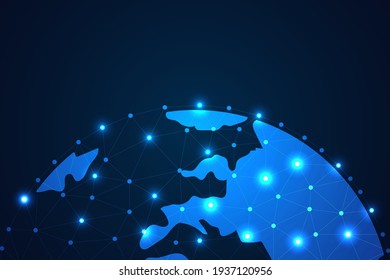 Global network connection. World map point and line composition. Internet and technology