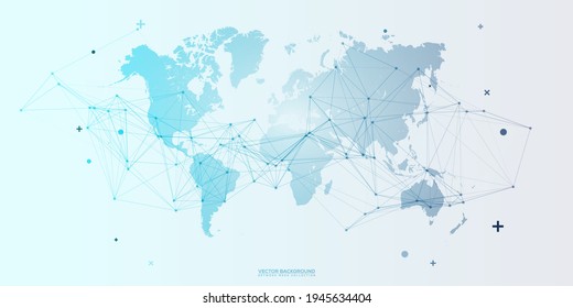 Global network connection. World map point and line composition concept of global business. Vector Illustration