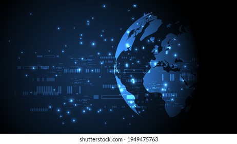 Global network connection World map abstract technology background global business innovation concept
