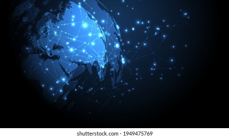 Global network connection World map abstract technology background global business innovation concept
