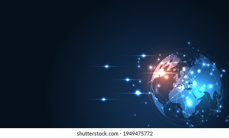 Global network connection World map abstract technology background global business innovation concept
