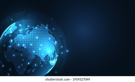 Global network connection World map abstract technology background global business innovation concept