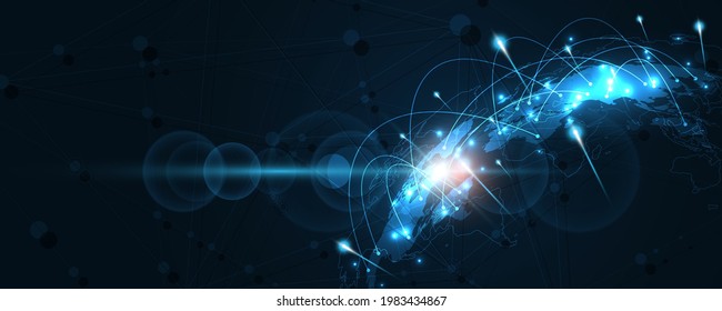 Global network connection World map abstract technology background global business innovation concept
