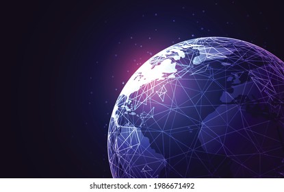 Global network connection. World map point and line composition concept of global business. Vector Illustration