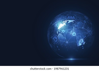 Global network connection. World map point and line composition concept of global business. Vector Illustration