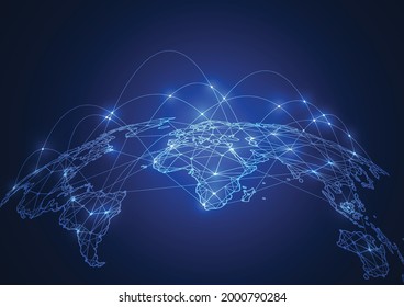 Global network connection. World map point and line composition concept of global business. Vector Illustration