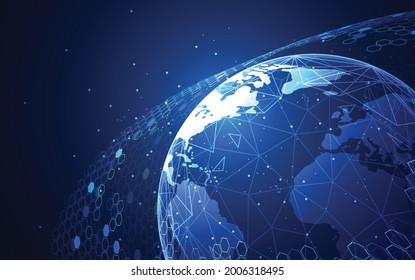 Global network connection. World map point and line composition concept of global business. Vector Illustration