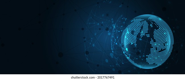 Global network connection World map abstract technology background global business innovation concept
