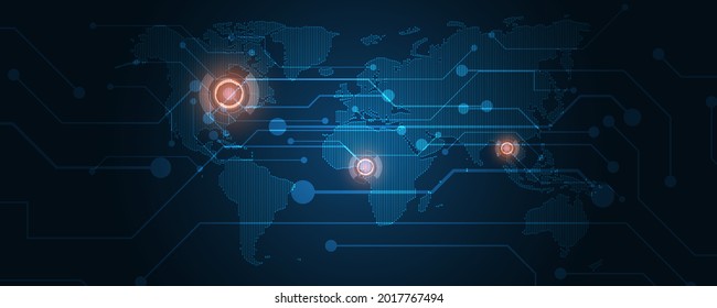 Global network connection World map abstract technology background global business innovation concept
