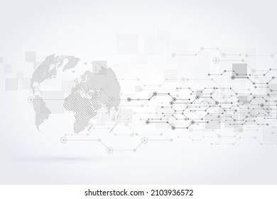 Global network connection World map abstract technology background global business innovation concept