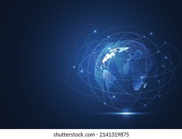 Global network connection. World map point and line composition concept of global business. Vector Illustration