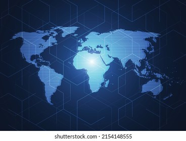 Global network connection. World map point and line composition concept of global business. Vector Illustration