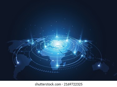 Global network connection. World map point and line composition concept of global business. Vector Illustration