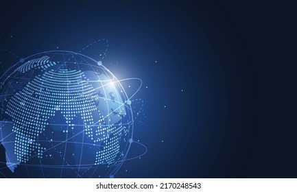 Global network connection. World map point and line composition concept of global business. Vector Illustration