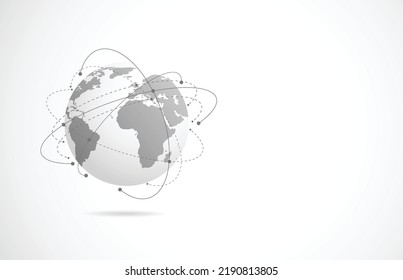 Conexión de red global. Concepto de punto de mapa mundial y composición de línea de los negocios globales. Ilustración vectorial